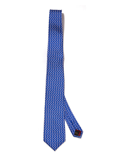 Saglia Printed Dark Blue Silk Tie
