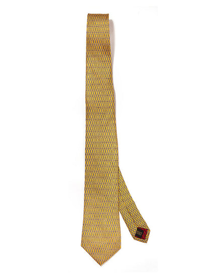 Saglia Printed Dark Gold Silk Tie