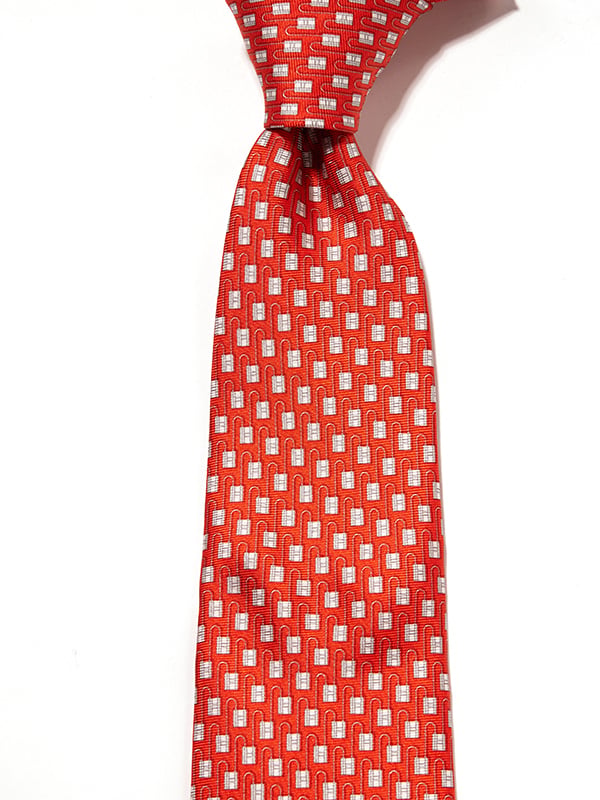 Saglia Printed Dark Orange Silk Tie