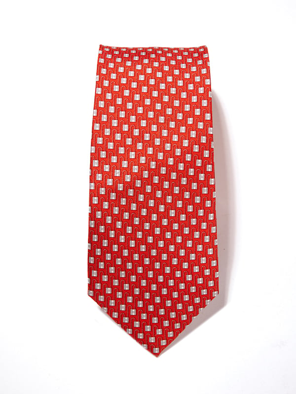 Saglia Printed Dark Orange Silk Tie