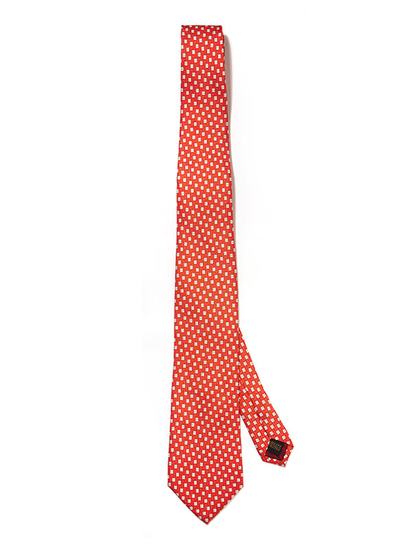 Saglia Printed Dark Orange Silk Tie