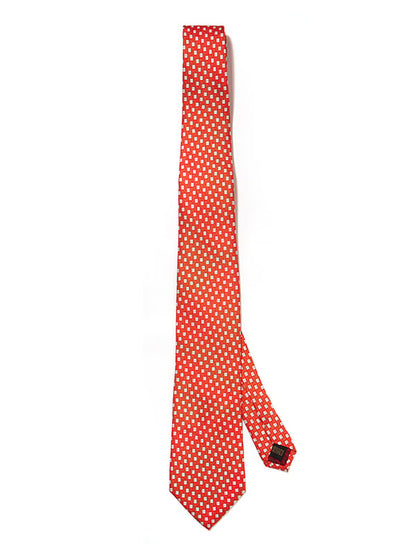 Saglia Printed Dark Orange Silk Tie