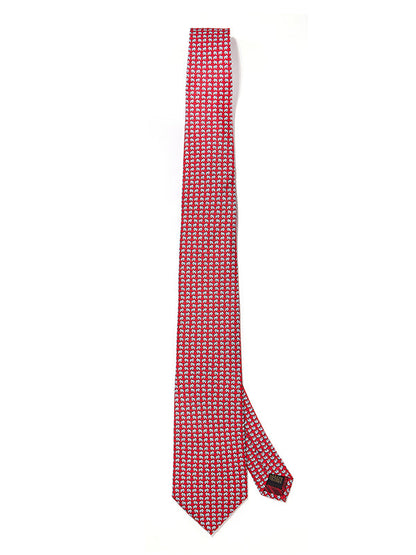 Saglia Printed Dark Red Silk Tie