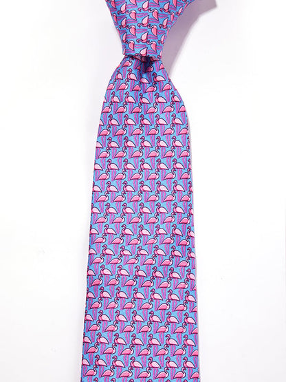 Saglia Printed Light Blue Silk Tie