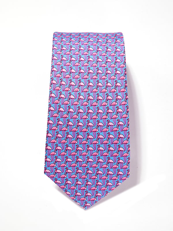 Saglia Printed Light Blue Silk Tie