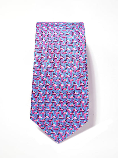 Saglia Printed Light Blue Silk Tie