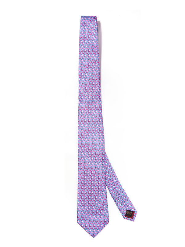 Saglia Printed Light Blue Silk Tie