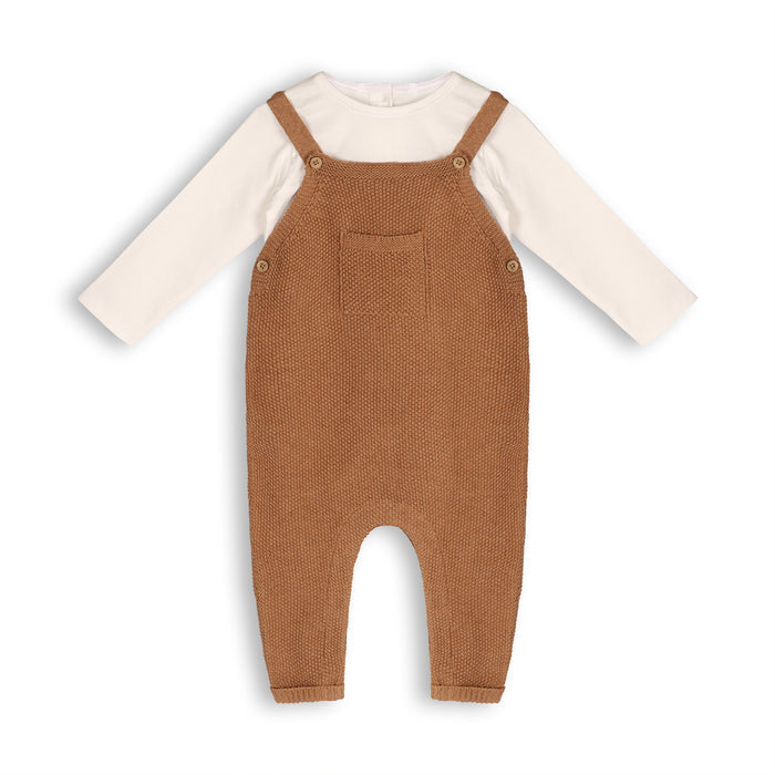 Chunky Sweater Knit Pocket Baby Overall & Bodysuit Set (Organic Cotton)