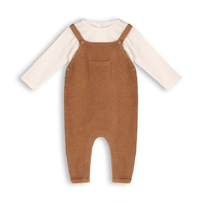 Chunky Sweater Knit Pocket Baby Overall & Bodysuit Set (Organic Cotton)