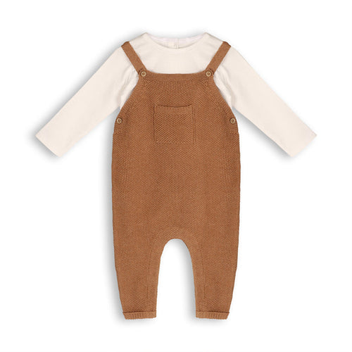 Chunky Sweater Knit Pocket Baby Overall & Bodysuit Set (Organic Cotton)