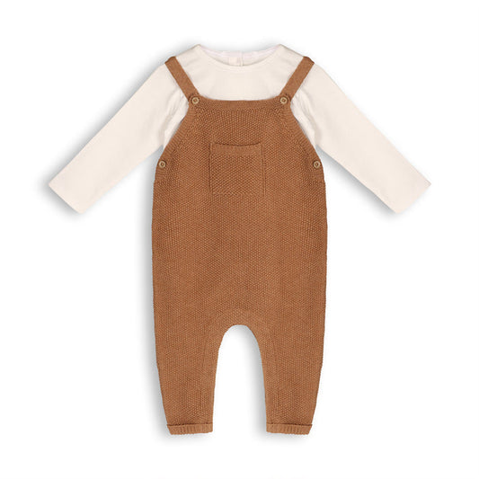 Chunky Sweater Knit Pocket Baby Overall & Bodysuit Set (Organic Cotton)