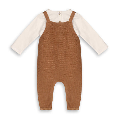 Chunky Sweater Knit Pocket Baby Overall & Bodysuit Set (Organic Cotton)