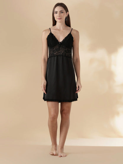 Satin Nighty Set for Women with Lace Slip and Long Robe