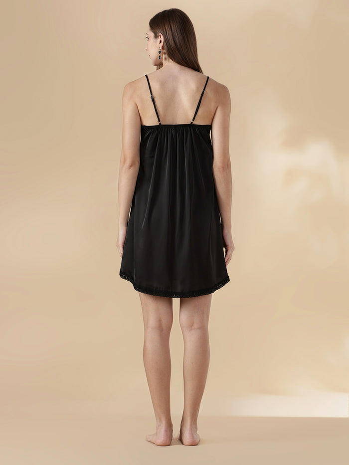 Satin Nighty Set for Women with Lace Slip and Long Robe