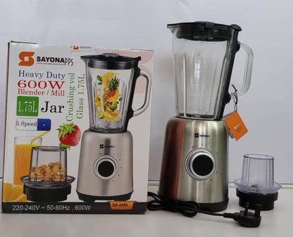 Sayona SB-4469 2-in-1 Heavy Duty Blender & Mill | 600W | 1.75L Glass Jar | 5 Speed | Home & Commercial