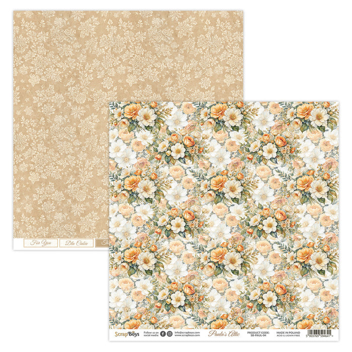 ScrapBoys - 8X8 Paper Pad - Paula's Attic. 12 sheets with 2 bonus on the back of the covers. Available at Embellish Away located in Bowmanville Ontario Canada.