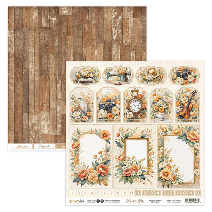 ScrapBoys - 8X8 Paper Pad - Paula's Attic. 12 sheets with 2 bonus on the back of the covers. Available at Embellish Away located in Bowmanville Ontario Canada.