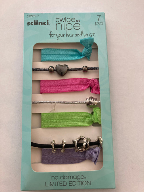 Scunci Twice as Nice - For Hair & Wrists - 7 piece Hair Tie Set