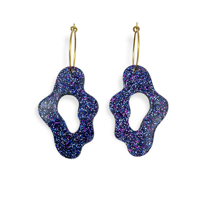 SEA SLUGS - blue glitter hoops