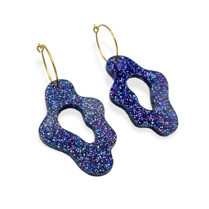 SEA SLUGS - blue glitter hoops