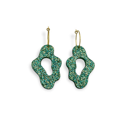 SEA SLUGS - green glitter hoops