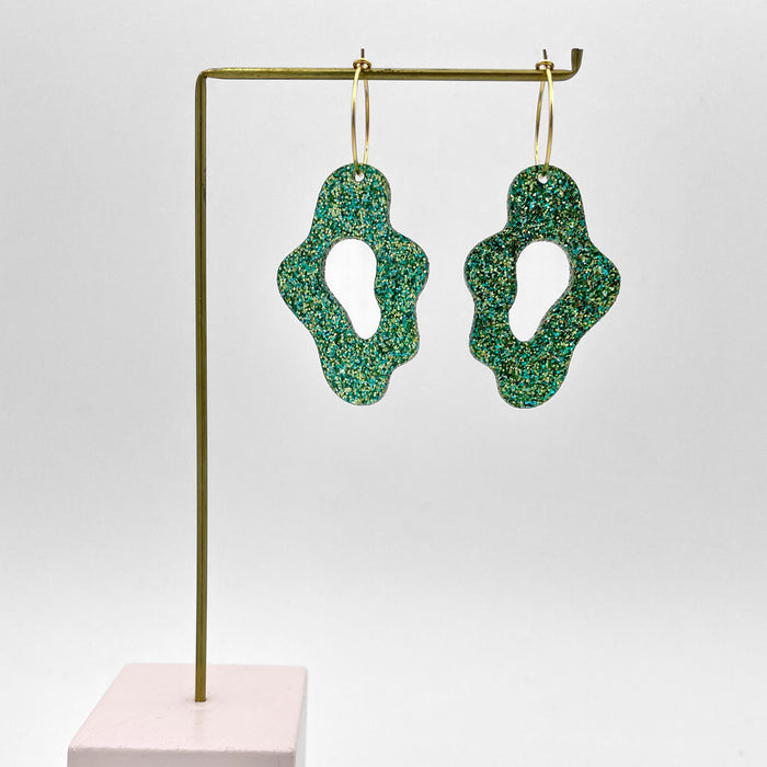 SEA SLUGS - green glitter hoops