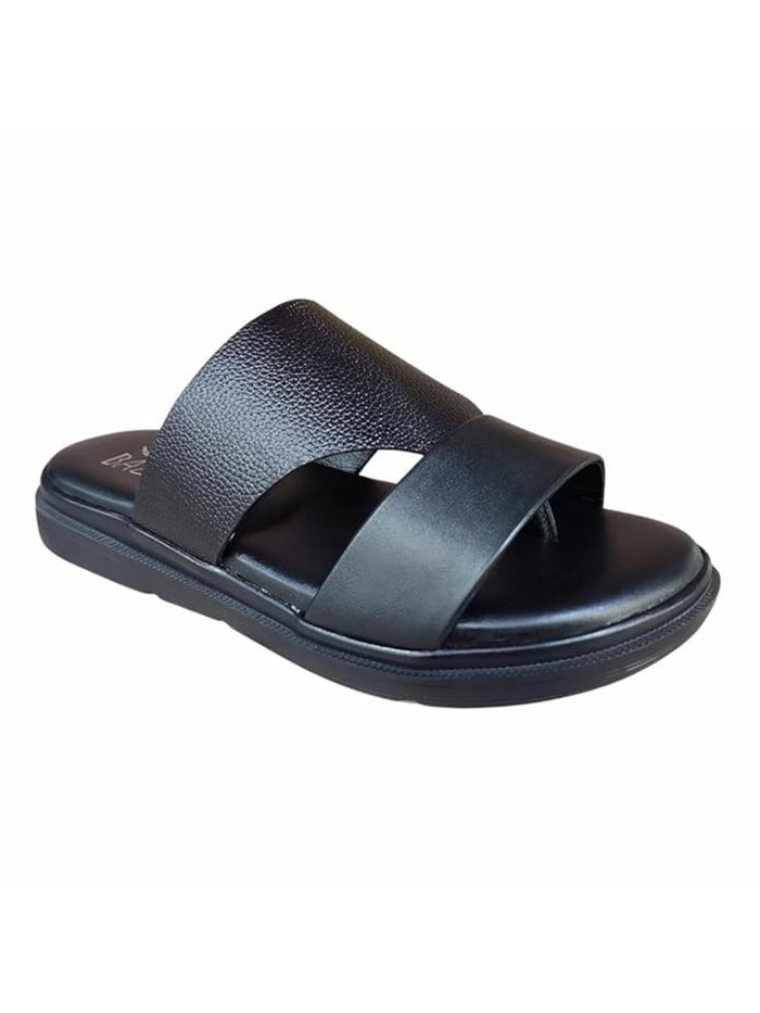Shoe Bazar Black Genuine Leather Sandals for Men