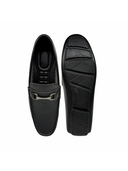Shoe Bazar Men's Black Leather Loafers
