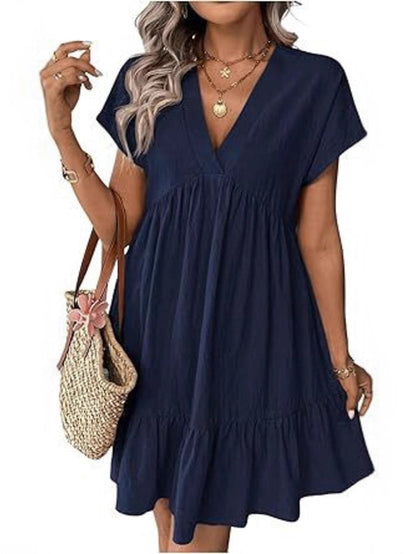 Short Sleeve Ruffle Hem Mini Dress