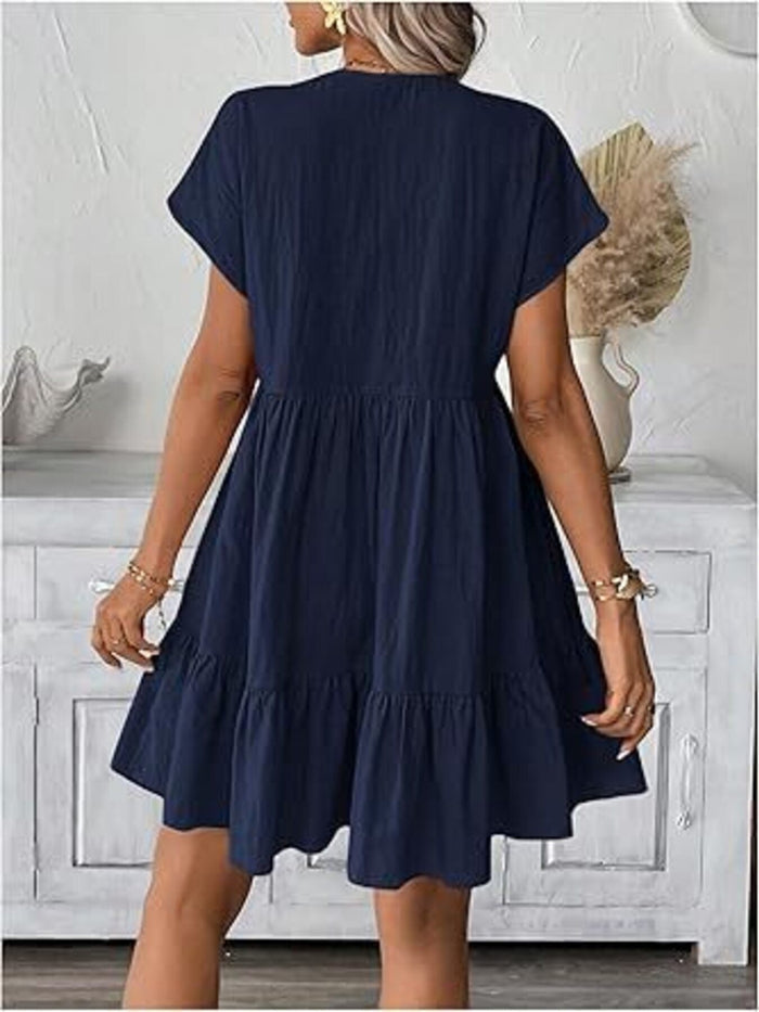 Short Sleeve Ruffle Hem Mini Dress