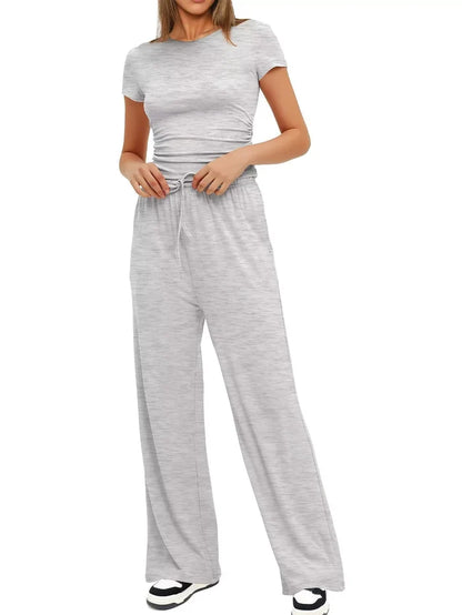 Short Sleeve Top and Drawstring Pants Set