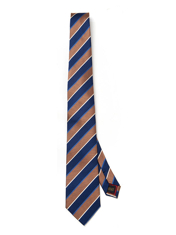 Sicilia Striped Navy Silk Tie