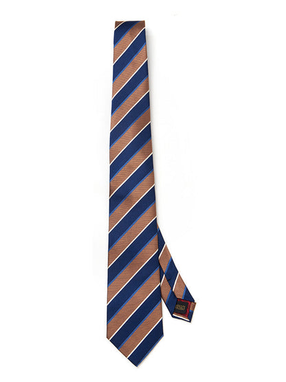 Sicilia Striped Navy Silk Tie