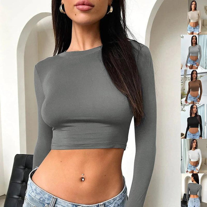 Slim Long Sleeve Short Top T-Shirt