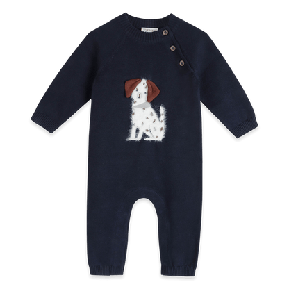 Spotty Dog 3D Knit Baby Jumpsuit, Organic Cotton