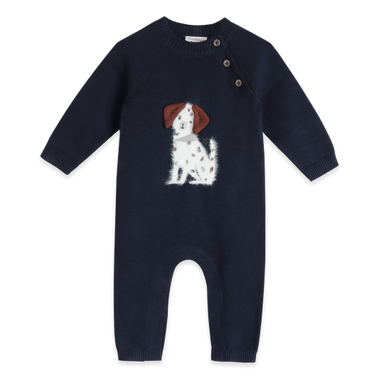Spotty Dog 3D Knit Baby Jumpsuit, Organic Cotton