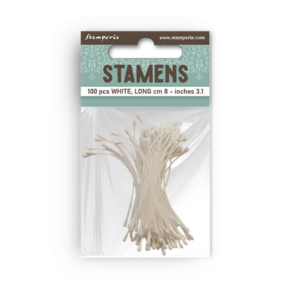 Stamperia - Stamens - 8cm - White (100pc). Available at Embellish Away located in Bowmanville Ontario Canada.