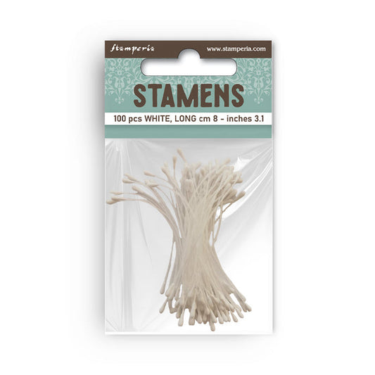 Stamperia - Stamens - 8cm - White (100pc). Available at Embellish Away located in Bowmanville Ontario Canada.