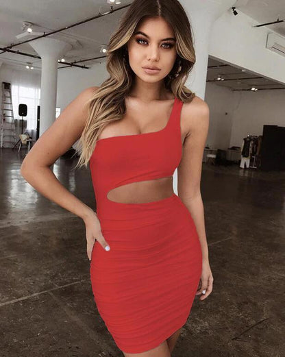 Stylish Fashion One-Shoulder Short Dress