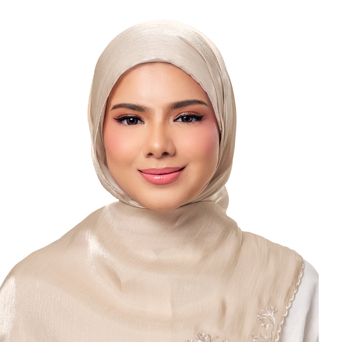 UMMA Sulam Juita Shiny Crinkle Satin Chiffon Scarf | Isetan KL Online Store