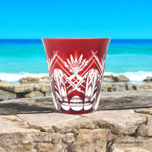 Sumida Edo Kiriko-kan Stacked Sword Red Glass