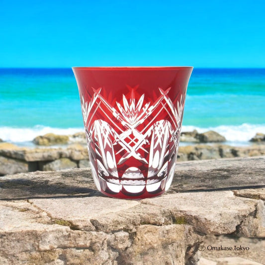 Sumida Edo Kiriko-kan Stacked Sword Red Glass