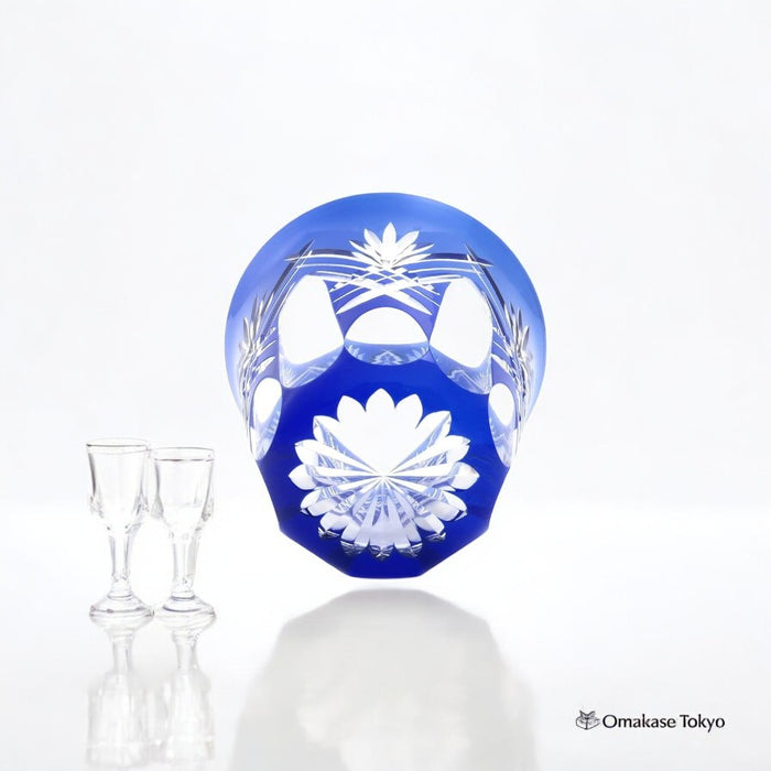 Sumida Edo Kiriko Stacked Sword Blue Glass
