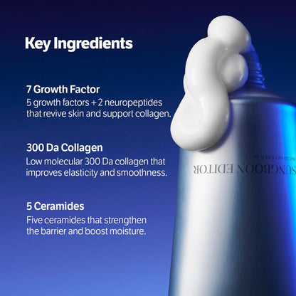 Sungboon Editor Deep Collagen 7GF Ceramide Advanced Barrier Night Cream 50ml كريم سونغبون إديتور الليلي المتطور لحماية حاجز البشرة، غني بالكولاجين 7GF والسيراميد. - Princess Cosmetics Qatar