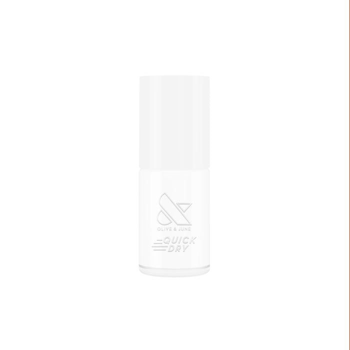 Olive and June Swan quick dry polish bottle in crisp white for fresh at home manis and pedis