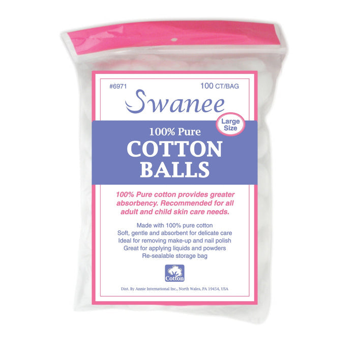 Swanee 100% Pure Cotton Balls Large, 100 Count, White
