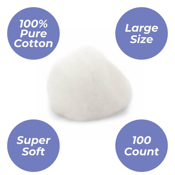 Swanee 100% Pure Cotton Balls Large, 100 Count, White