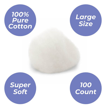 Swanee 100% Pure Cotton Balls Large, 100 Count, White