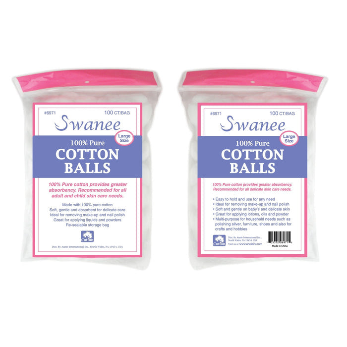 Swanee 100% Pure Cotton Balls Large, 100 Count, White
