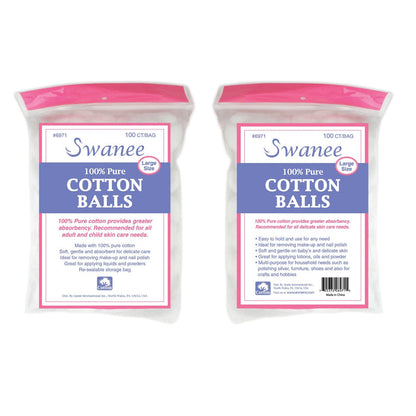 Swanee 100% Pure Cotton Balls Large, 100 Count, White